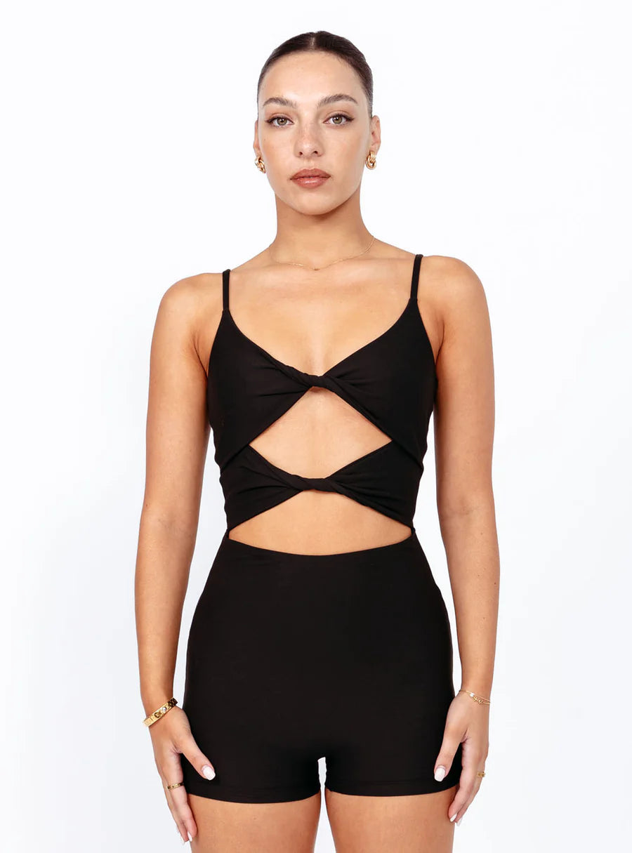 UP STAGE WORLD - MULTI TWIST UNITARD BLACK